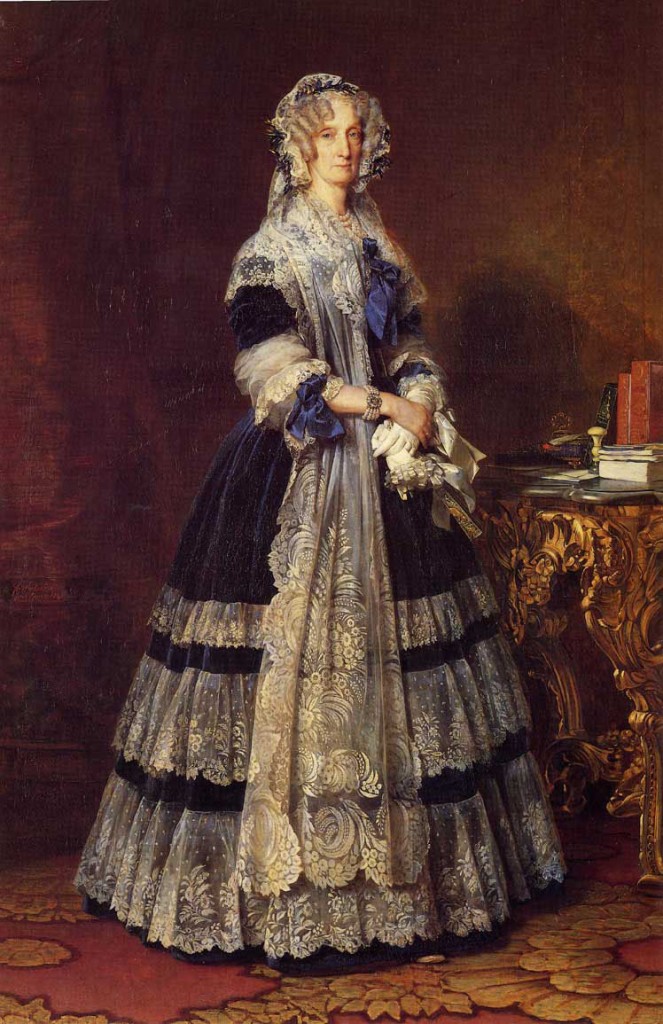 Portrait of Queen Marie Amelie of France, Painted by Franz Xaver Winterhalter. This painting hangs in the Museum at Saint-Mary-of-the-Woods, Indiana.