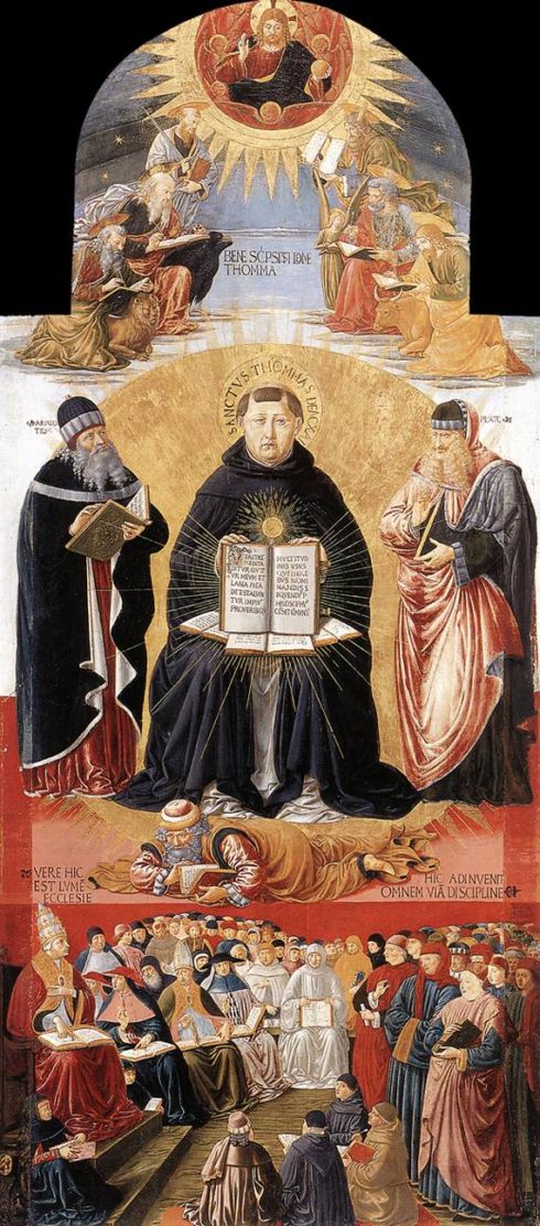 St Thomas Aquinas, between Plato and Aristotle