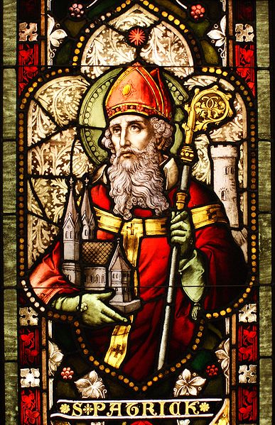 Saint Patrick stained glass window from Cathedral of Christ the Light, Oakland, CA. Photo by Sicarr.