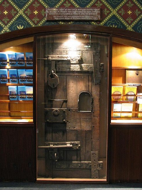 The prison door of St. Oliver Plunkett from Dublin Castle, located at the Shrine of St. Oliver in Ireland. photo by emmafox