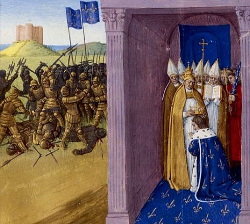 In 751, the Lombards took Ravenna and began to pressure Rome. In response, Pope Stephen II turned to the de facto Frankish king, Pepin 'le Bref' (the Short) for assistance. In return for a pontifical recognition of his crown, Pepin crossed the Alps, defeated Aistulf, and forced the Lombardic king to relinquish those territories he had extracted from the papacy.