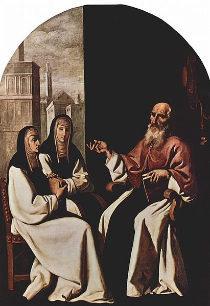 St Jerome with St Paula Romana and her daughter, St. Eustochium. Painted by Francisco de Zurbarán