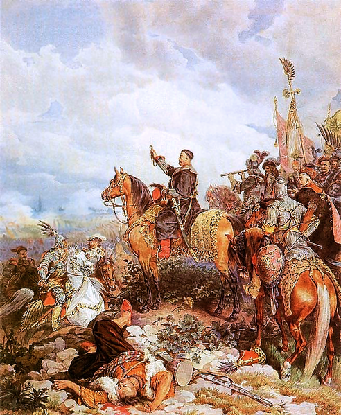 John Sobieski III, King of Poland before his army.