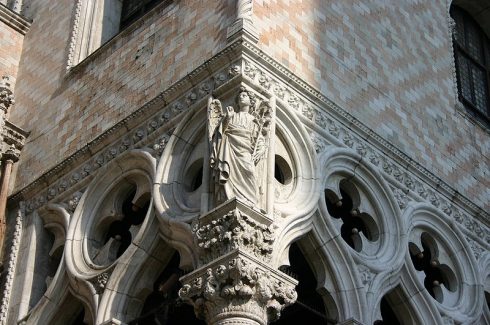 St. Gabriel, statue at the corner of The Doge's Palace in Venice, next to Porta della Carta. Photo by G.dallorto