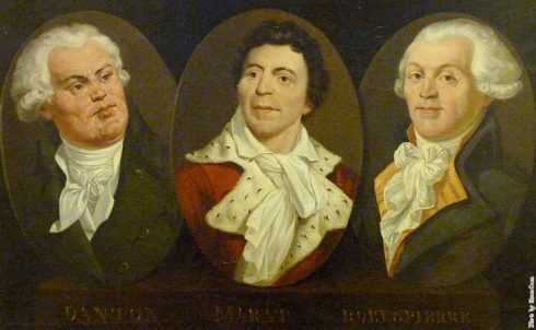 Georges Jacques Danton, Jean-Paul Marat & Maximilien de Robespierre, three French Revolutionary leaders.