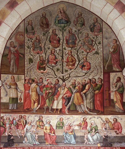 Painting from the Cathedral at Limburg showing the genealogy of Our Lady and Our Lord, also known as the Tree of Jesse.