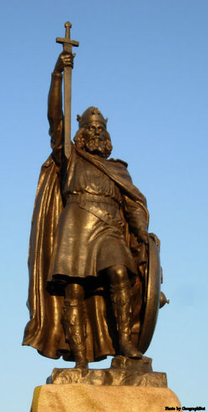 Statue of St. Alfred the Great in Winchester, England.