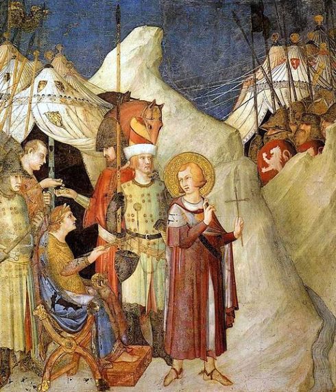 St Martin leaves the life of chivalry and renounces the army (fresco by Simone Martini)