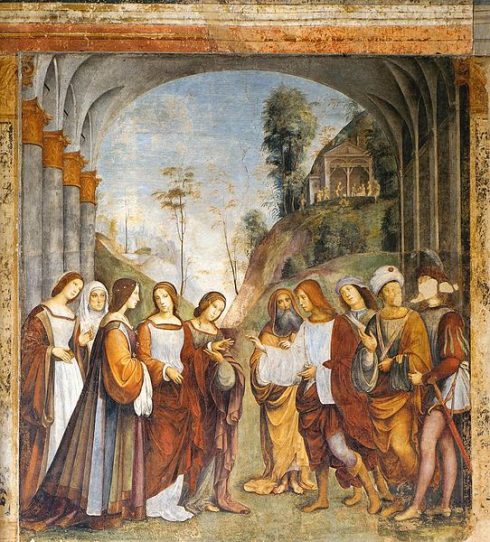 "The Marriage of St. Cecilia and Valerian" Fresco by Francesco Francia at the Oratorio di Santa Cecilia, Bologna