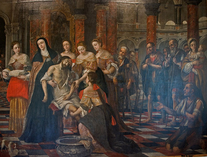 St. Elizabeth of Hungary taking care of the sick. Painting by Museo de Bellas Artes de Sevilla
