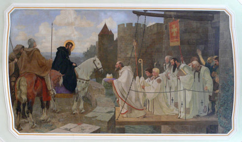 St. Martin being presented the Bishop's hat. Painting by Gebhard Fugel