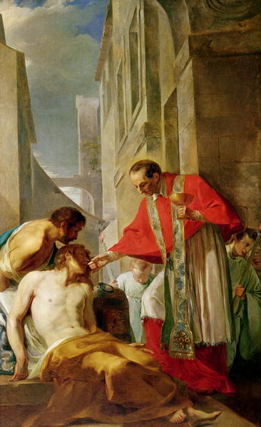 St. Charles Borromeo healing the Plague vicitims and giving the Sacraments to the dying. Painting by Jean-Baptiste Corneille