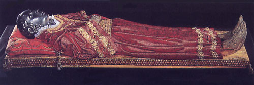 The Incorrupt remains of St. Lucy in the Church of San Geremia, Venice. Her head is at the Cathedral in Bourges.