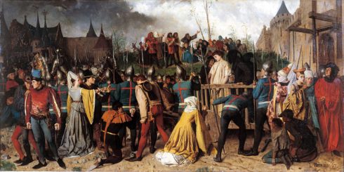 St. Joan of Arc being led to her execution in Rouen. Painting by Isidore Patrois