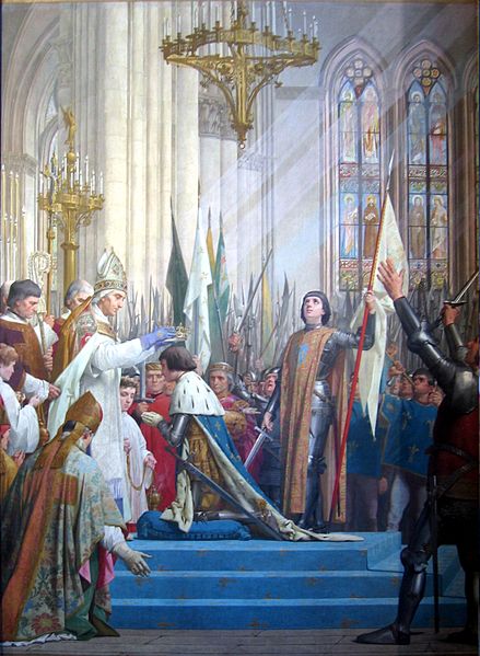 Coronation of Charles VII with St. Joan of Arc by his side. Painting by E. Lenepveu.