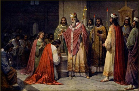 St. Methodius baptizing King Borivoj I of Bohemia & his wife St. Ludmila