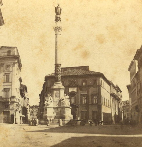 The column, which still stands today, was dedicated to the proclamation of the Dogma of the Immaculate Conception under the pontificate of Pope Pius IX.