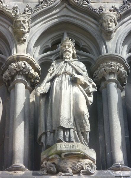 St. David I of Scotland, son of St. Margaret. Statue on the West Door of St. Giles High Kirk, Edinburgh.