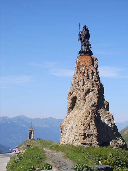 Statue of St. Bernard at the Little St Bernard Pass.