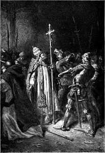 Sciarra Colonna slapping Pope Boniface VIII in the face.