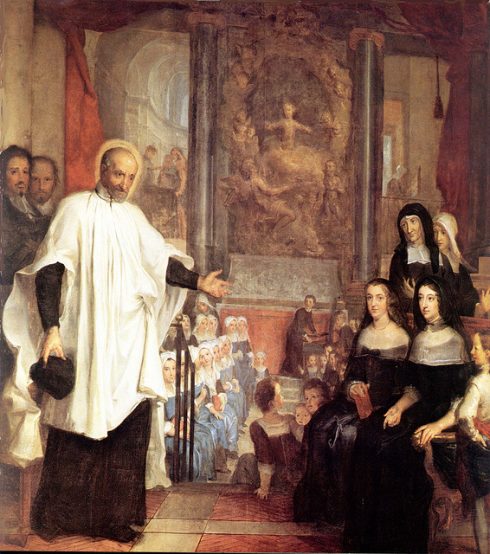 St. Vincent de Paul with the Ladies of Charity, painting by Louis Galloche 1732.