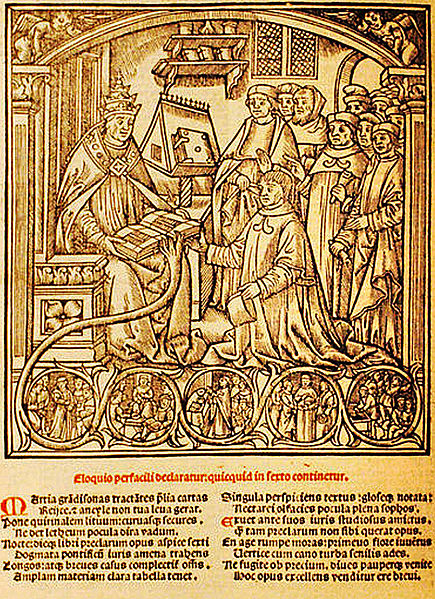 Pope Boniface VIII receiving Jean Lemoine 