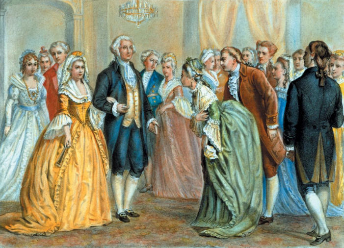 A presidential reception in 1789, by Currier & Ives, c. 1876