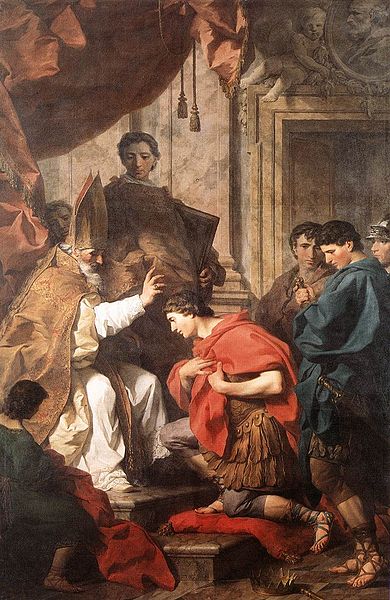 St Ambrose accepting a repentant Theodosius