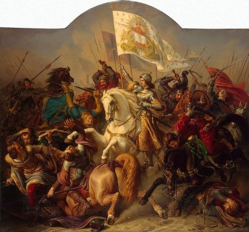 Painting of St. Joan of Arc in Battle by Hermann Stilke