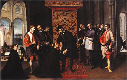 St. Francisco Xavier asking King John III of Portugal for an expedition.