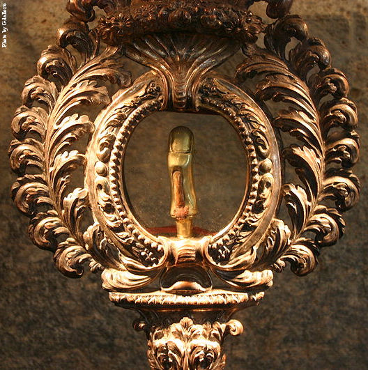 The finger of St. Thomas Aquinas on display in the church museum in Sant'Eustorgio (Milan, Italy).