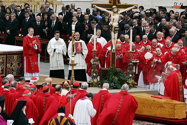Funeral of Pope John Paul II. He reigned until his death in 2005.