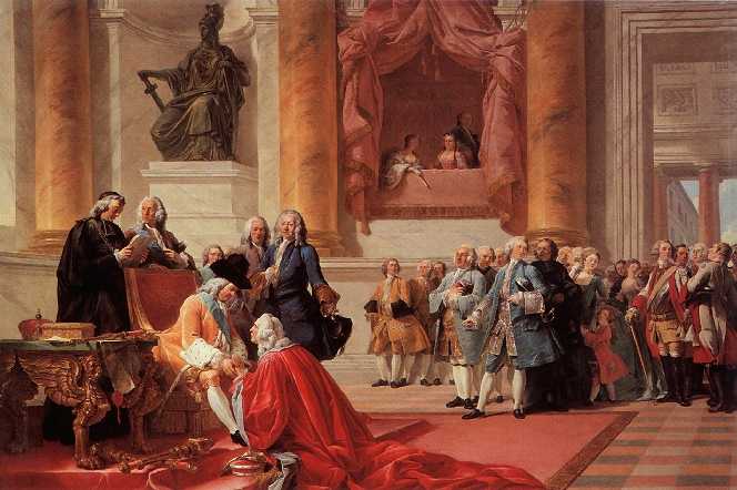 Chancellor Antoine Chaumont La Galaizière receives the homage of the First President of the Court of Lorraine in Nancy on March 21, 1737. Painting by François-André Vincent