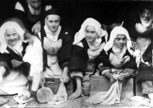 St. Therese, in 1894, doing laundry with the other Sisters.