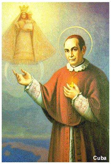St. Anthony Mary Claret pointing to Our Lady of Charity, Patroness of Cuba.