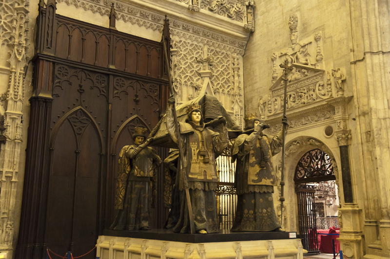 Photo of the tomb of Christopher Columbus at the cathedral of Seville, Spain, by Paul Hermans.