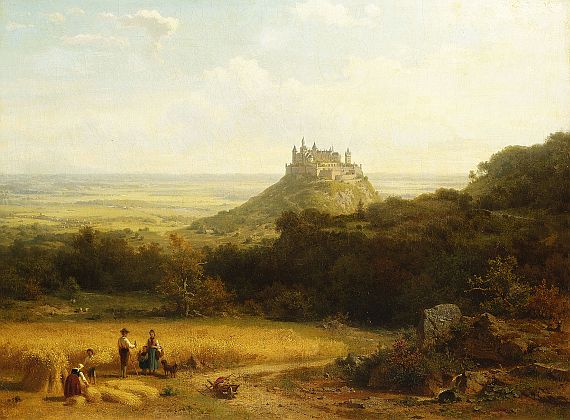 Haymaking By A Medieval Castle, by Arnold Meermann.