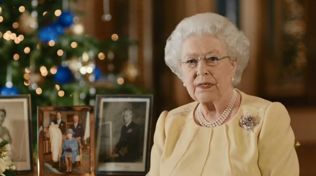 Queen Elizabeth II delivering her Christmas address.