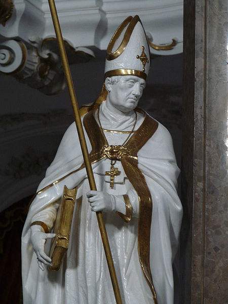 Statue of St. Ildephonsus in the Andechs Abbey, Starnberg, Bavaria, Germany.