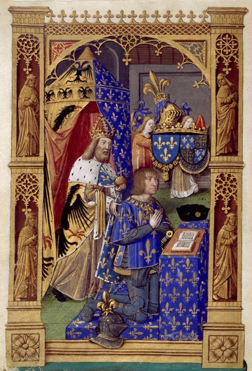 Charlemagne assists the praying Louis XII of France