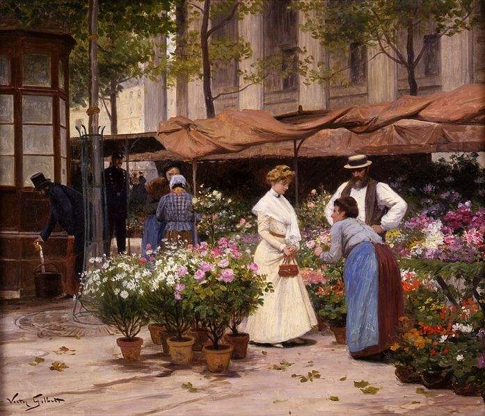 The flower market by  Victor Gabriel Gilbert