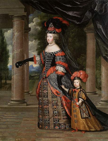 Queen Marie Thérèse and her son the Dauphin of France, painted by Charles Beaubrun.
