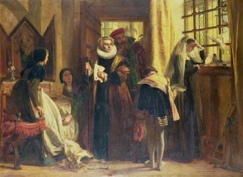 Mary, Queen of Scots, in captivity. Painting by John Callcott Horsley.