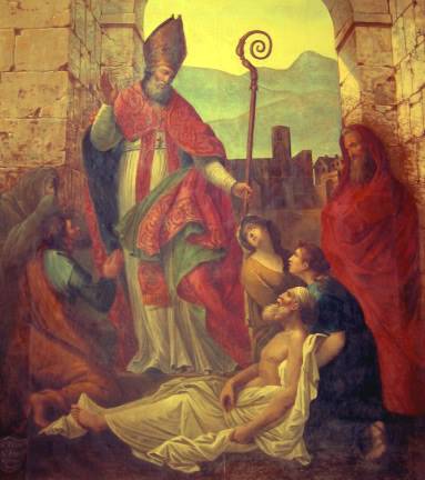 One of the many miracles by St. Fulcran. Painting by François Matet.
