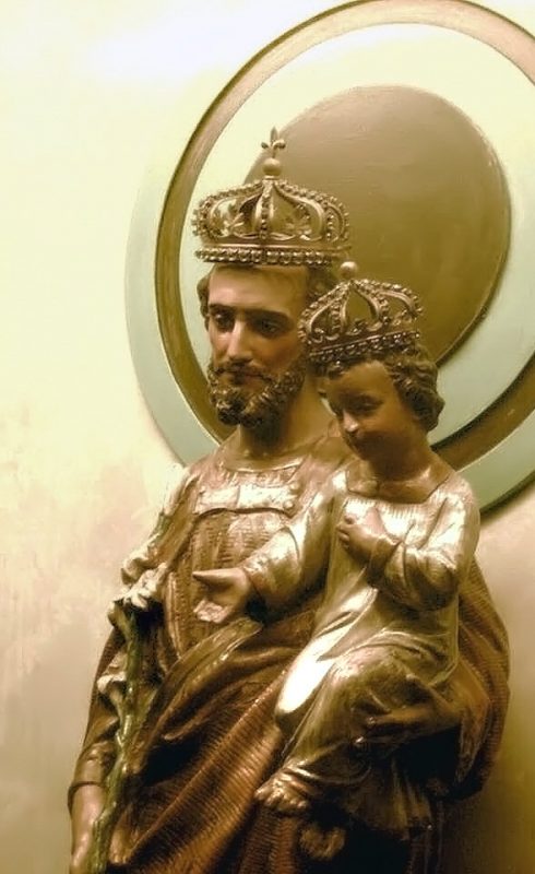 Crowned St. Joseph and the Child Jesus at St. Joseph Oratory of Mount Royal, Montreal, Canada.