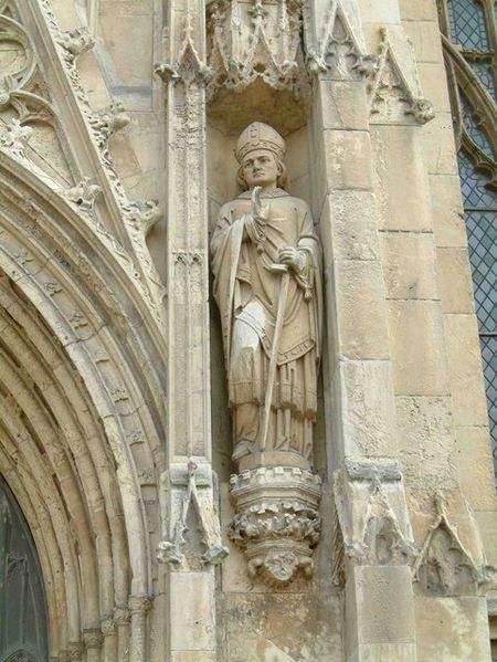Statue of St John of Beverley on the Minster, Beverley, East Riding of Yorkshire. Photo by Graham Hermon.