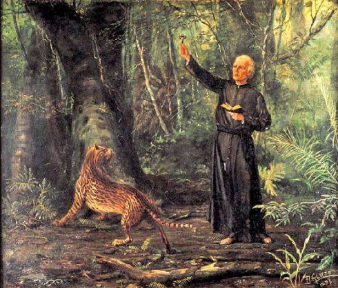 St. José de Anchieta preaching in the jungle. Painting by Benedito Calixto.