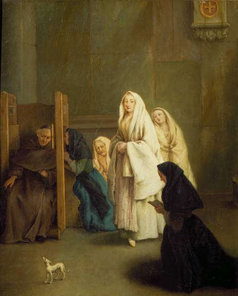 Confession, painted by Pietro Longhi.