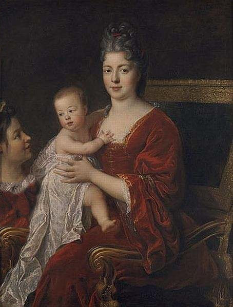 Portrait of the Dauphine of France, Princess Marie Adélaïde of Savoy with her son, the future Louis XV.