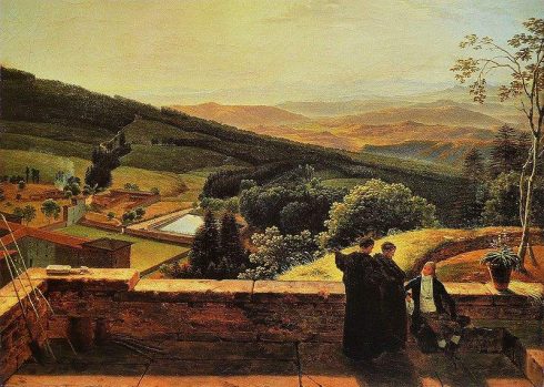 The Arno valley viewed from the Vallombrosa Abbey, painted by Louis Gauffier.